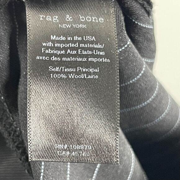 Rag Bone Wool Pants Womens 2 Dark Gray Pin Stripe Trouser Classic Tapered - Picture 11 of 12